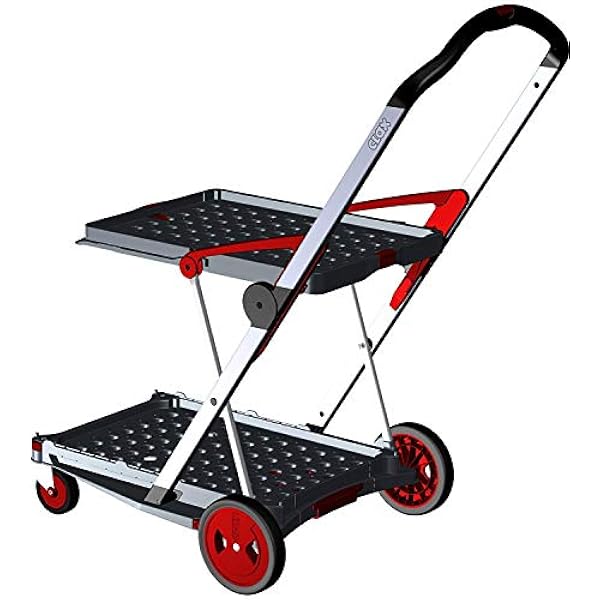 CLAX® Carro de transporte, carrito plegable, carrito de mano, sin caja plegable, rojo